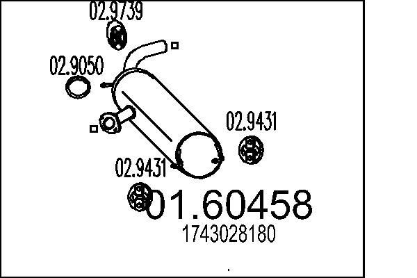 MTS Rear silencer Article number: 01.60458 cheaply