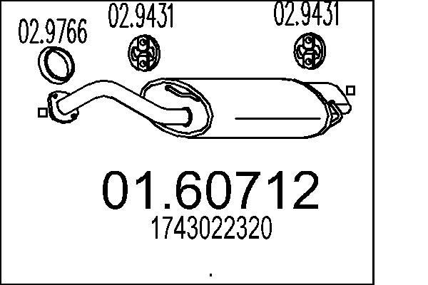 MTS Rear silencer Article number: 01.60712 cheaply