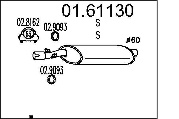 MTS Rear silencer Article number: 01.61130 cheaply