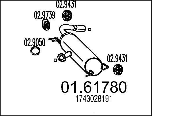 MTS Rear silencer Article number: 01.61780 cheaply