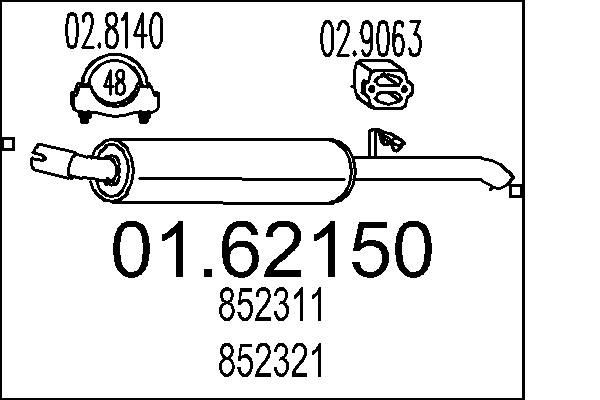 MTS Rear silencer Article number: 01.62150 cheaply
