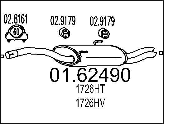 MTS Rear silencer Article number: 01.62490 cheaply