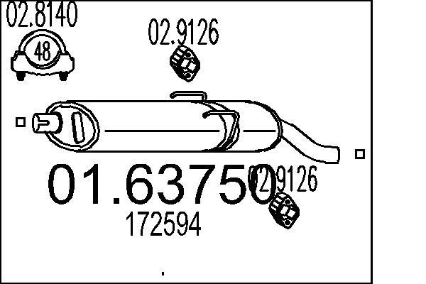 MTS Rear silencer Article number: 01.63750 cheaply