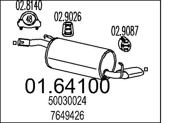 MTS Rear silencer Article number: 01.64100 cheaply