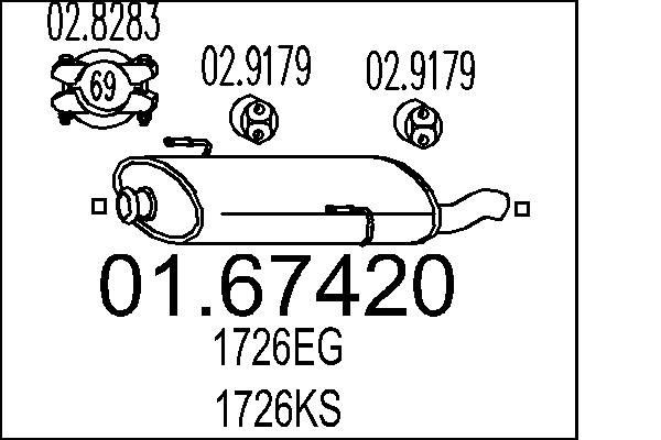 MTS Rear silencer Article number: 01.67420 cheaply