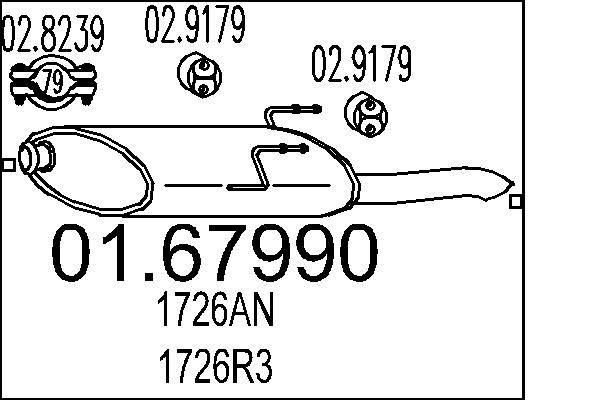 MTS Rear silencer Article number: 01.67990 cheaply