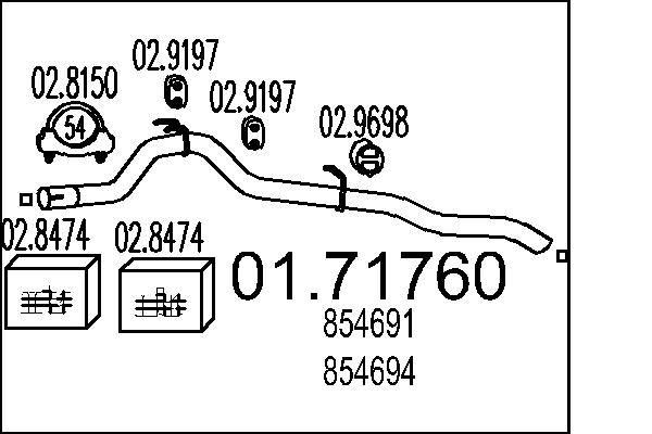 MTS Exhaust Pipe Article number: 01.71760 cheaply