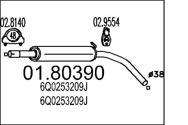 MTS Middle silencer Article number: 01.80390 cheaply