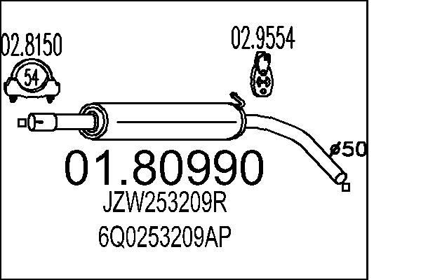 MTS Middle silencer Article number: 01.80990 cheaply