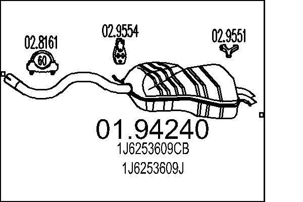 MTS Rear silencer Article number: 01.94240 cheaply
