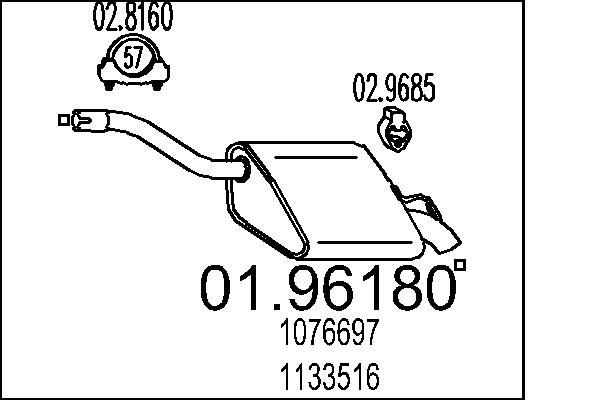 MTS Rear silencer Article number: 01.96180 cheaply