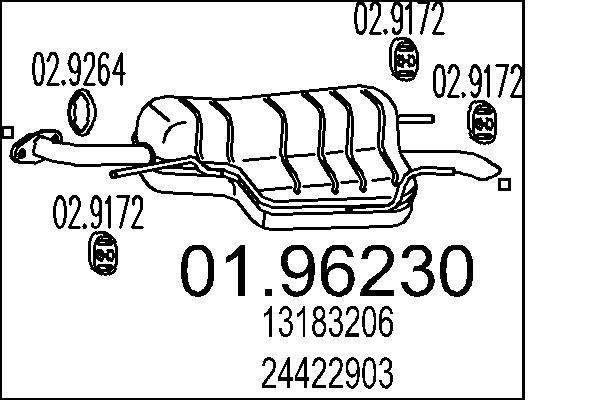 MTS Rear silencer Article number: 01.96230 cheaply