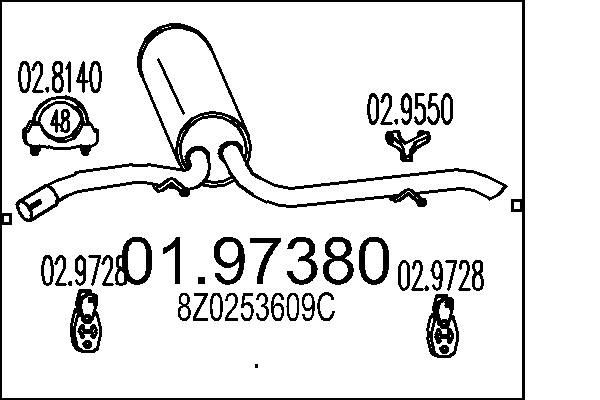 MTS Rear silencer Article number: 01.97380 cheaply