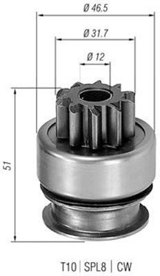 MAGNETI MARELLI 940113020177 Hammastrummel, starter SUNNY 2.0 D 75 HP Diisel 1995