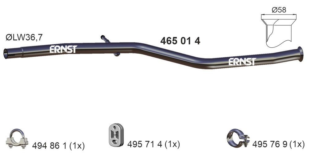 ERNST Repair Pipe, catalytic converter Article number: 465014 cheaply