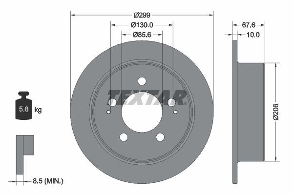 TEXTAR Brake disc Article number: 92198703 cheaply