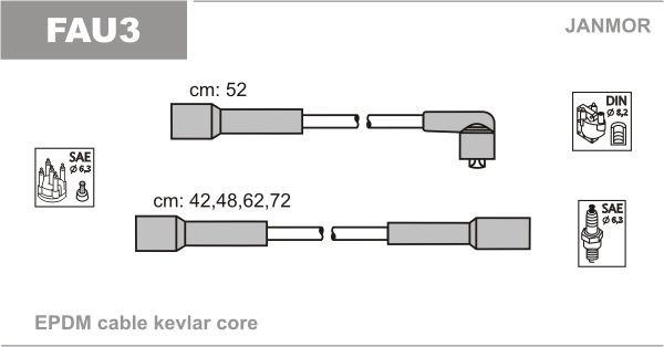 JANMOR Ignition Cable Kit Article number: FAU3 cheaply