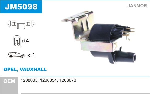 JANMOR Ignition coil Article number: JM5098 cheaply
