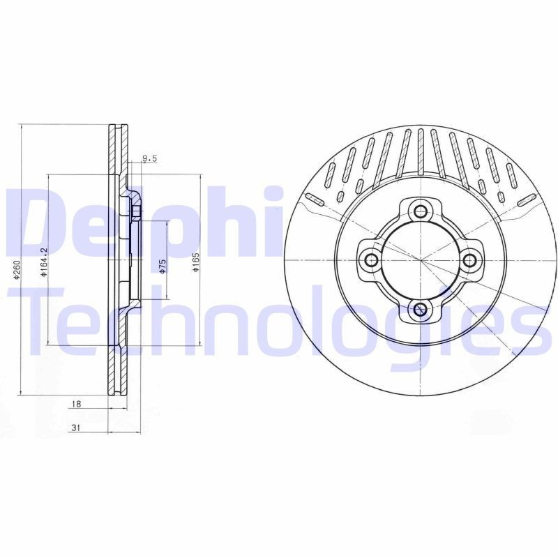 DELPHI Brake disc Article number: BG2554 cheaply