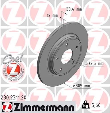 ZIMMERMANN Brake disc Article number: 230.2311.20 cheaply