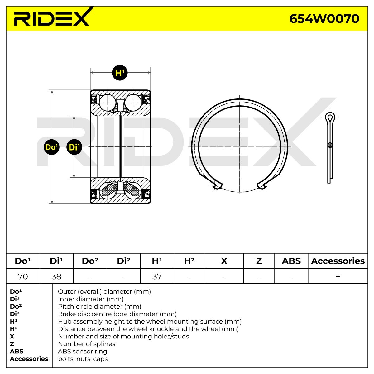 RIDEX Wheel bearing kit Article number: 654W0070 cheaply