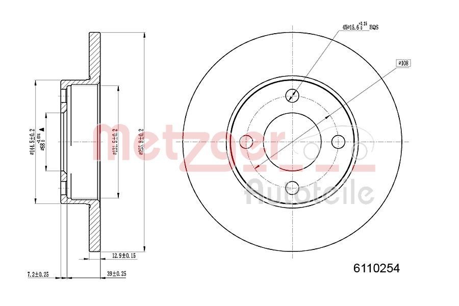 METZGER Brake disc Article number: 6110254 cheaply
