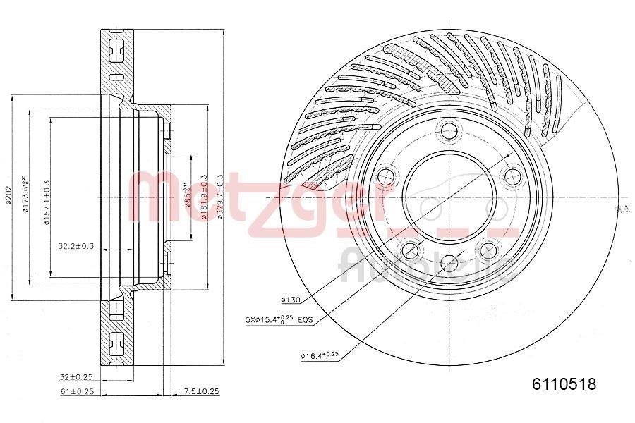 METZGER Brake disc Article number: 6110518 cheaply