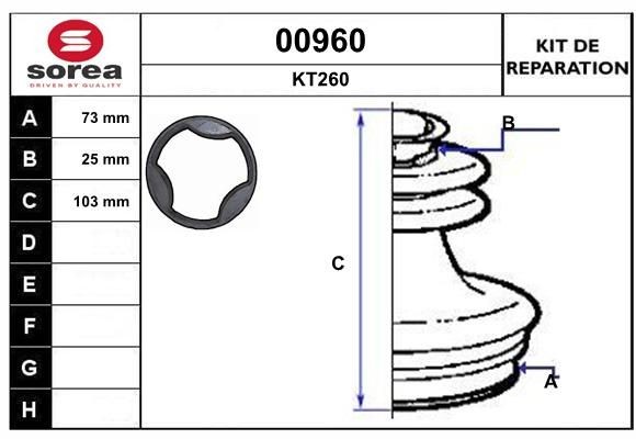 SNRA Bellow Set, drive shaft Article number: 00960 cheaply