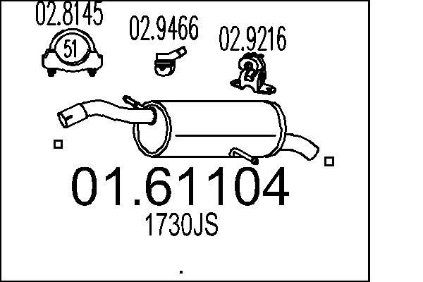 MTS Rear silencer Article number: 01.61104 cheaply