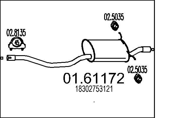 MTS Rear silencer Article number: 01.61172 cheaply