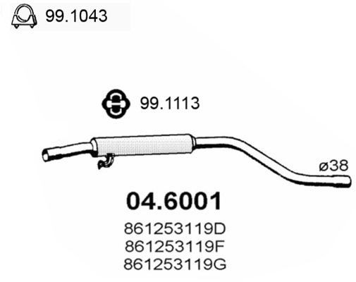 ASSO Middle silencer Article number: 04.6001 cheaply