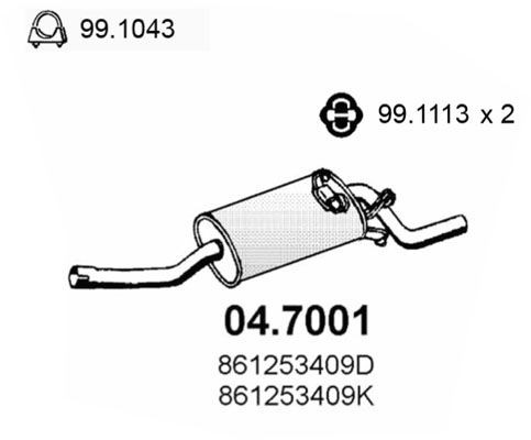 ASSO Rear silencer Article number: 04.7001 cheaply