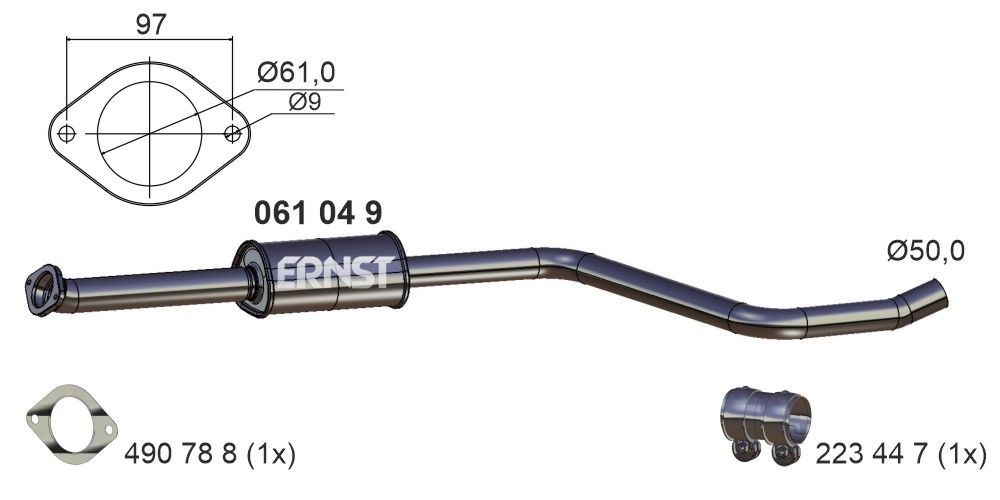ERNST Middle silencer Article number: 061049 cheaply