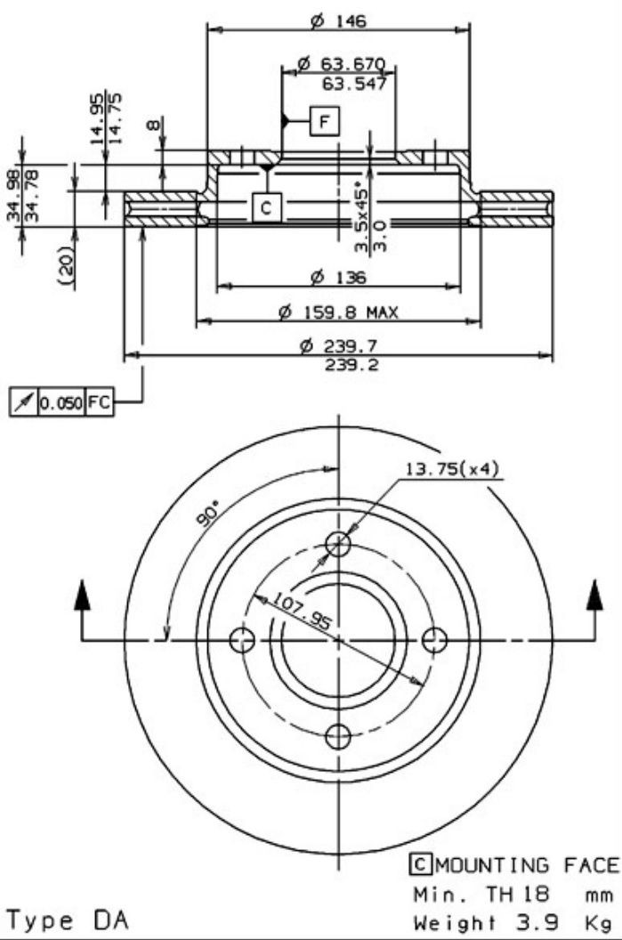 A.B.S. Brake disc Article number: 09.6727.14 cheaply