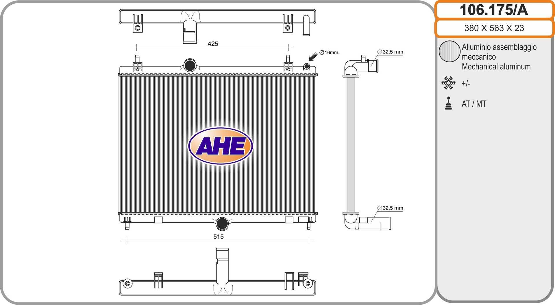 AHE Radiaator, mootorijahutus Artikli number: 102.175/A soodsalt
