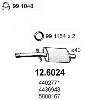 ASSO Middle silencer Article number: 12.6024 cheaply