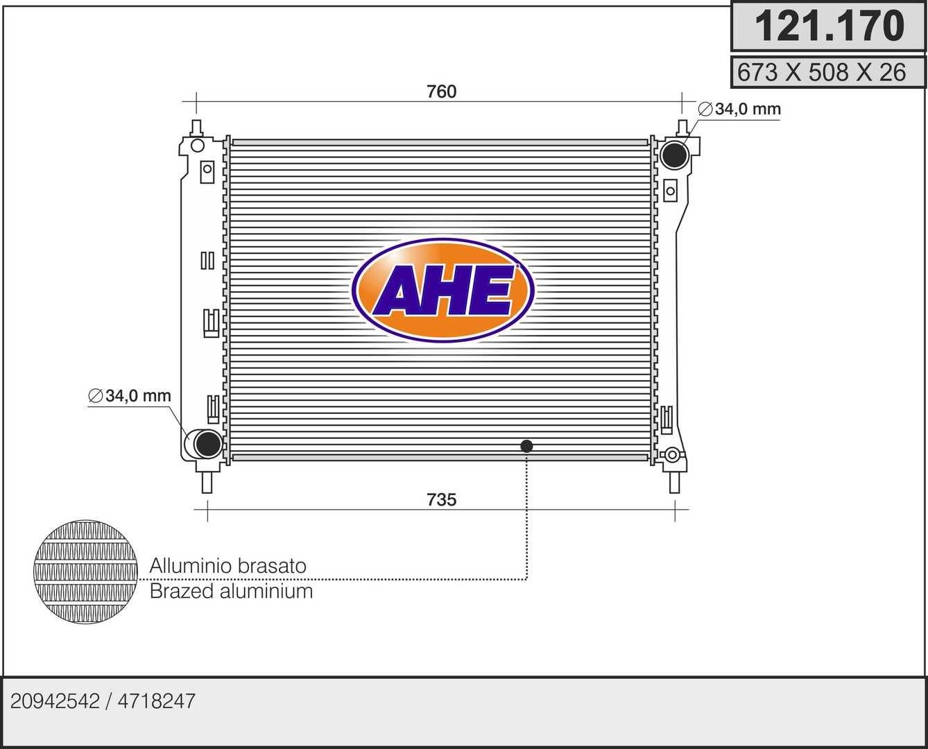 AHE Radiaator, mootorijahutus Artikli number: 121.170 soodsalt