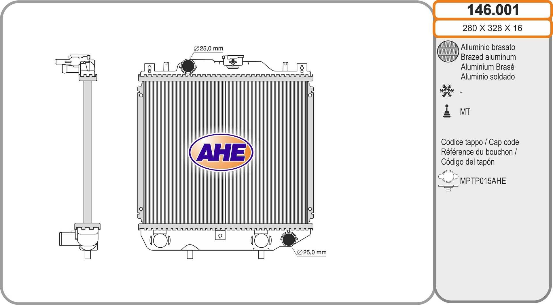 AHE Radiaator, mootorijahutus Artikli number: 146.001 soodsalt