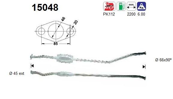 AS Catalytic converter Article number: 15048 cheaply