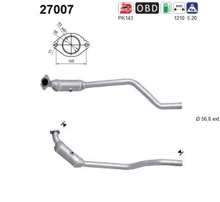 AS Catalytic converter Article number: 27007 cheaply