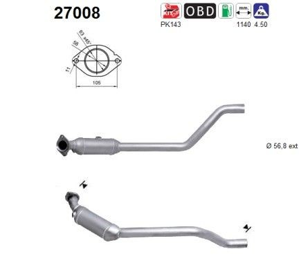 AS Catalytic converter Article number: 27008 cheaply