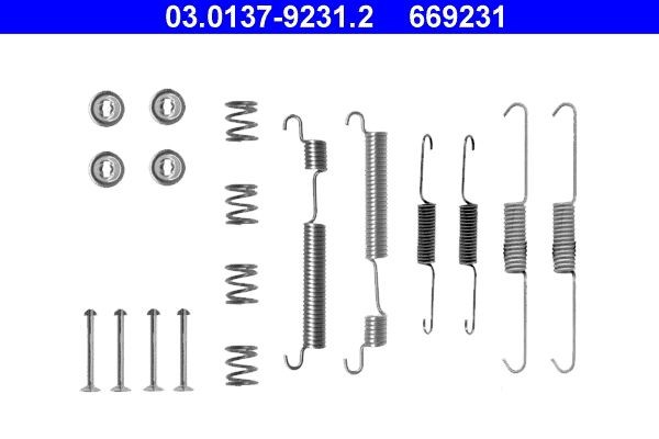 ATE 03.0137-9231.2 Lisakomplekt, Piduriklotsid PONY 1.5 72 HP Bensiin 1995