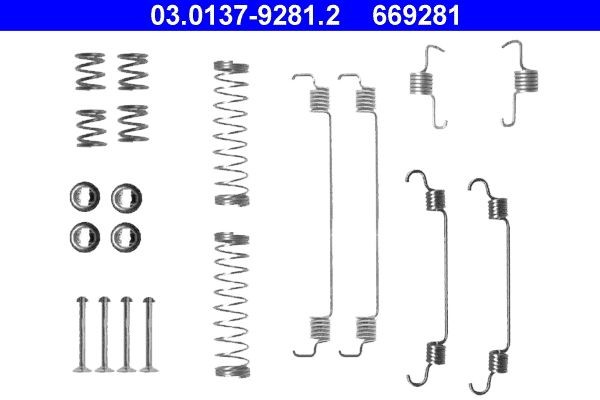 ATE 03.0137-9281.2 Accessory Kit, brake shoes DS3 1.6 BlueHDi 100 (SABHY0, SABHYT) 99 PS Diesel