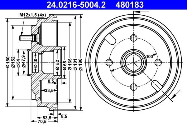 ATE Brake drum Article number: 24.0216-5004.2 cheaply