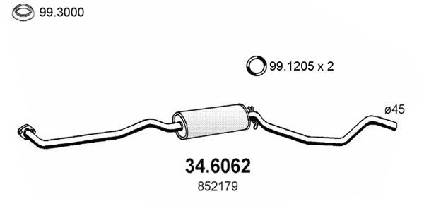 ASSO Middle silencer Article number: 34.6062 cheaply