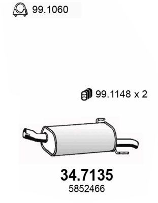 ASSO Rear silencer Article number: 34.7135 cheaply