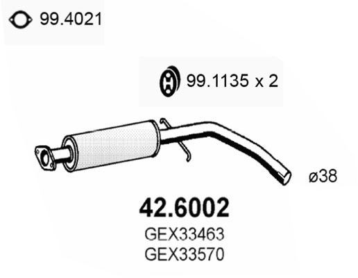 ASSO Middle silencer Article number: 42.6002 cheaply