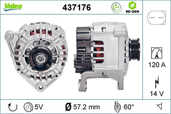 VALEO Алтернатор REMANUFACTURED PREMIUM артикулен номер: 437176 евтино