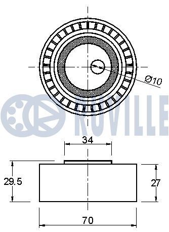 RUVILLE Τροχαλία παρέκκλισης, ιμάντας poly-V αριθμός Άρθρου: 55007 φθηνότερα