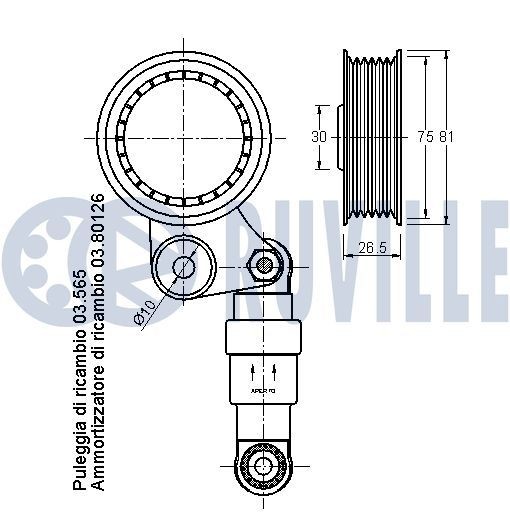 RUVILLE Polea tensora, correa poli V Número de artículo: 55104 a buen precio